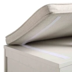 Frances Woven Rattan Double Storage Stool With Cushion, White -Daals Store FT BENCH 03 WHITE detail4