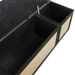 Frances Woven Rattan Triple Storage Stool Set With Cushion, Black 20 Frances Woven Rattan Triple Storage Stool Set With Cushion, Black -Daals Store FT BENCH 04 COMBO BLACK detail1