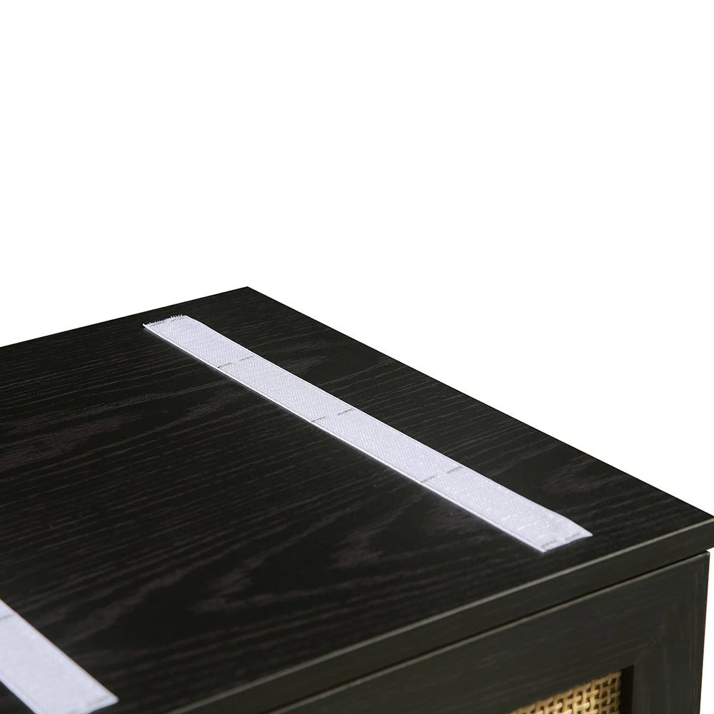 Frances Woven Rattan Triple Storage Stool Set With Cushion, Black 11 Frances Woven Rattan Triple Storage Stool Set With Cushion, Black - Image 11