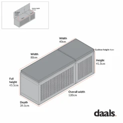 Frances Woven Rattan Triple Storage Stool Set With Cushion, Natural -Daals Store FT BENCH 04 COMBO CHART 3