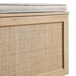 Frances Woven Rattan Triple Storage Stool Set With Cushion, Natural -Daals Store FT BENCH 04 COMBO NAT detail1