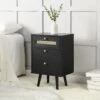 Anya Woven Rattan 3-Drawer Bedside Table In Black Colour