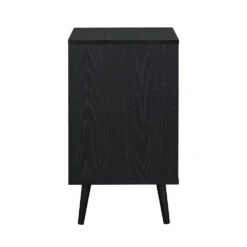 Frances Woven Rattan 1-Door Bedside Table In Black Colour 14 Frances Woven Rattan 1-Door Bedside Table In Black Colour -Daals Store FT BST 001 BLACK WB3