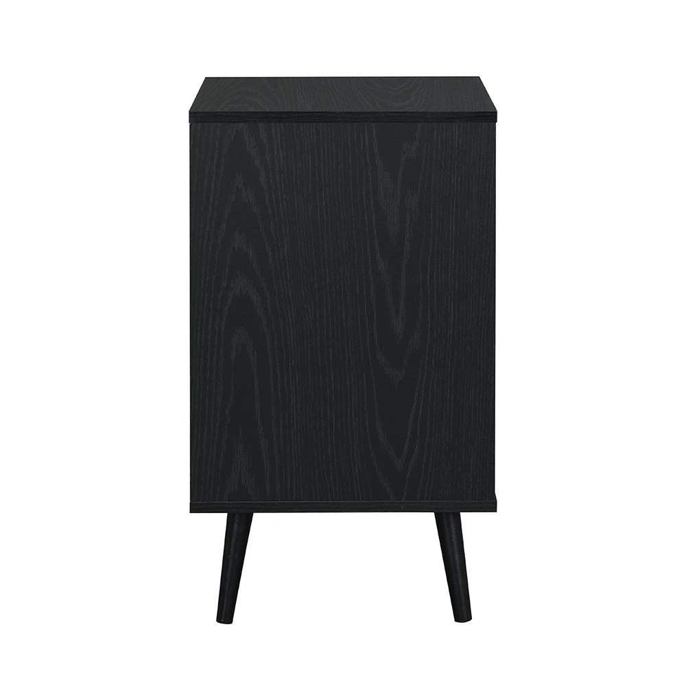 Frances Woven Rattan 1-Door Bedside Table In Black Colour 6 Frances Woven Rattan 1-Door Bedside Table In Black Colour - Image 6