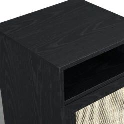 Frances Woven Rattan 1-Door Bedside Table In Black Colour 16 Frances Woven Rattan 1-Door Bedside Table In Black Colour -Daals Store FT BST 001 BLACK detail1