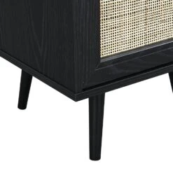Frances Woven Rattan 1-Door Bedside Table In Black Colour 17 Frances Woven Rattan 1-Door Bedside Table In Black Colour -Daals Store FT BST 001 BLACK detail2