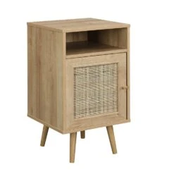 Frances Woven Rattan 1-Door Bedside Table In Natural Colour 11 Frances Woven Rattan 1-Door Bedside Table In Natural Colour -Daals Store FT BST 001 NATURAL WB1