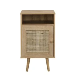Frances Woven Rattan 1-Door Bedside Table In Natural Colour 12 Frances Woven Rattan 1-Door Bedside Table In Natural Colour -Daals Store FT BST 001 NATURAL WB2