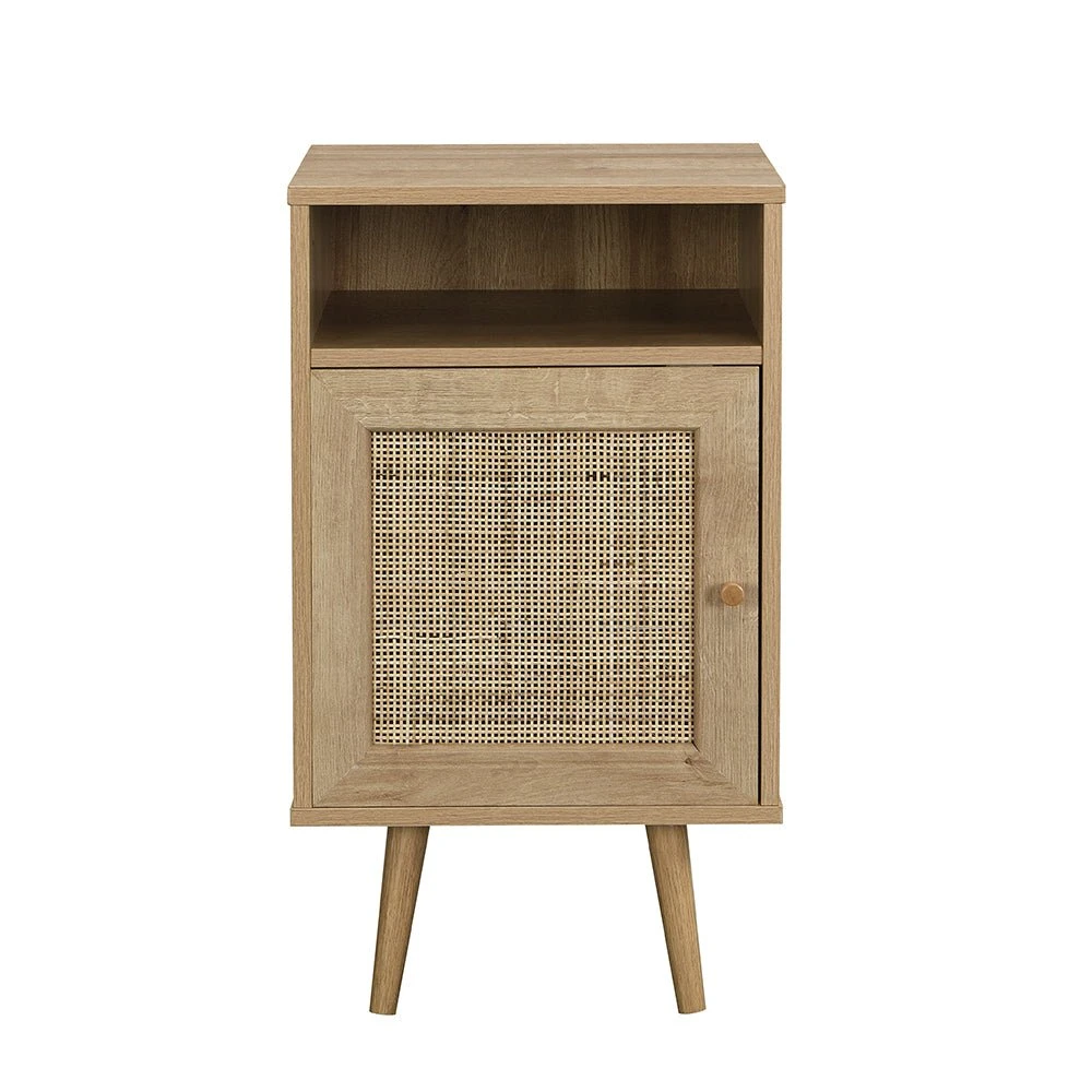 Frances Woven Rattan 1-Door Bedside Table In Natural Colour 4 Frances Woven Rattan 1-Door Bedside Table In Natural Colour - Image 4