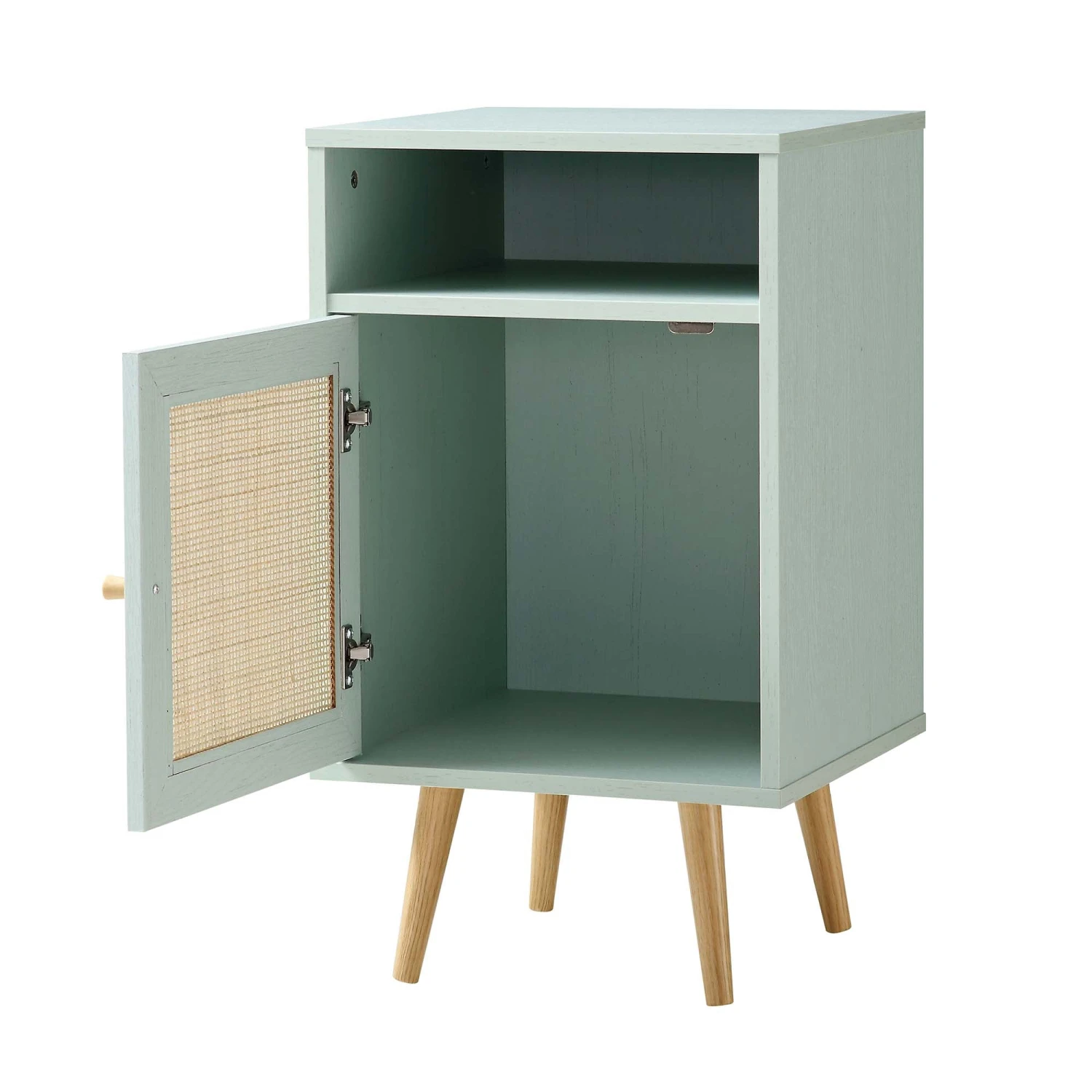 Frances Woven Rattan 1-Door Bedside Table In Mint 6 Frances Woven Rattan 1-Door Bedside Table In Mint - Image 6