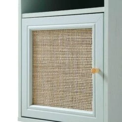 Frances Woven Rattan 1-Door Bedside Table In Mint 19 Frances Woven Rattan 1-Door Bedside Table In Mint -Daals Store FT BST 001 SAGE detail1