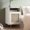 Frances Woven Rattan 1-Door Bedside Table In White 19 Frances Woven Rattan 1-Door Bedside Table In White -Daals Store FT BST 001 WHITE main