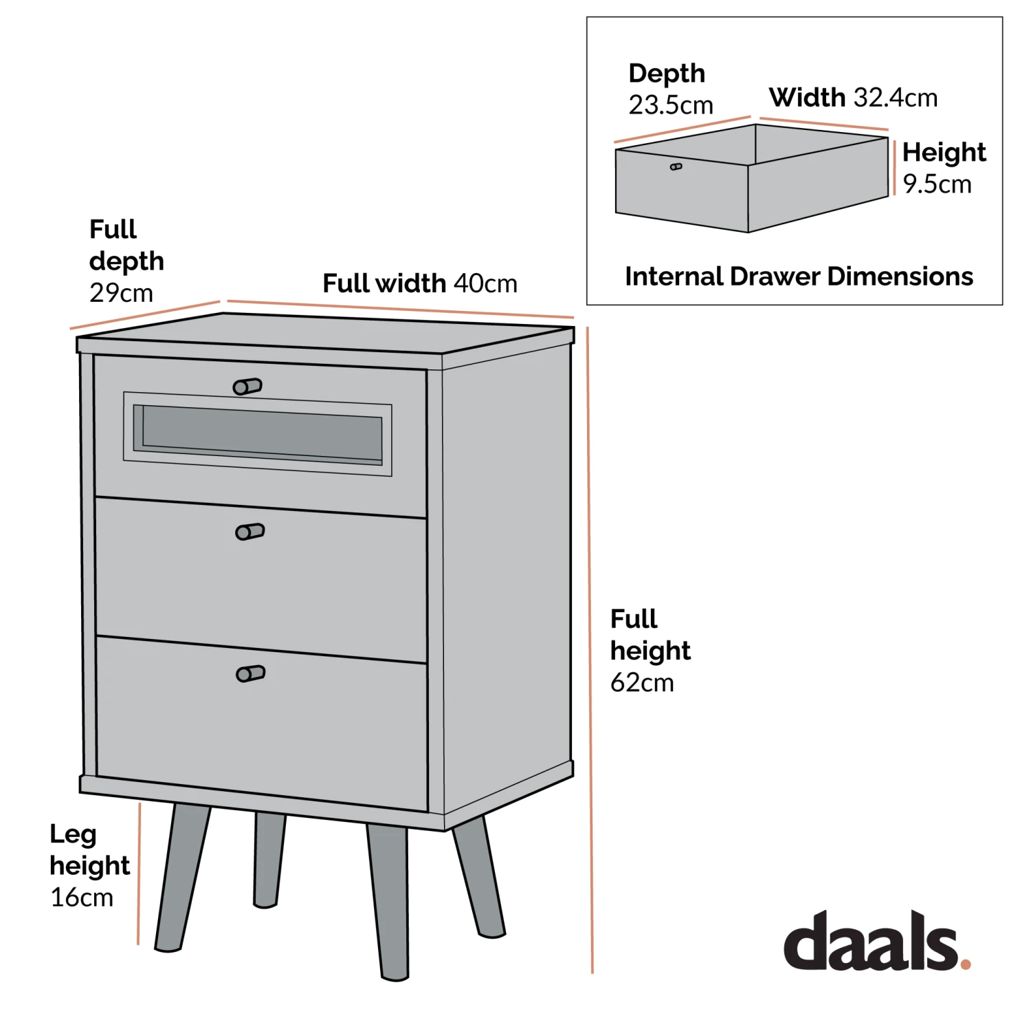 Anya Woven Rattan 3-Drawer Bedside Table In Mint Colour 5 Anya Woven Rattan 3-Drawer Bedside Table In Mint Colour - Image 5
