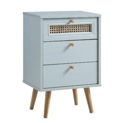Anya Woven Rattan 3-Drawer Bedside Table In Mint Colour 14 Anya Woven Rattan 3-Drawer Bedside Table In Mint Colour -Daals Store FT BST 002 SAGE WB2