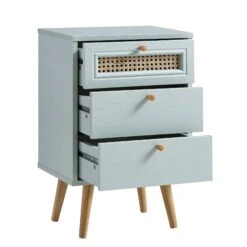 Anya Woven Rattan 3-Drawer Bedside Table In Mint Colour 16 Anya Woven Rattan 3-Drawer Bedside Table In Mint Colour -Daals Store FT BST 002 SAGE WB3