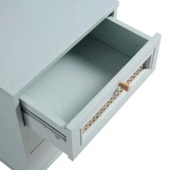 Anya Woven Rattan 3-Drawer Bedside Table In Mint Colour 20 Anya Woven Rattan 3-Drawer Bedside Table In Mint Colour -Daals Store FT BST 002 SAGE detail3