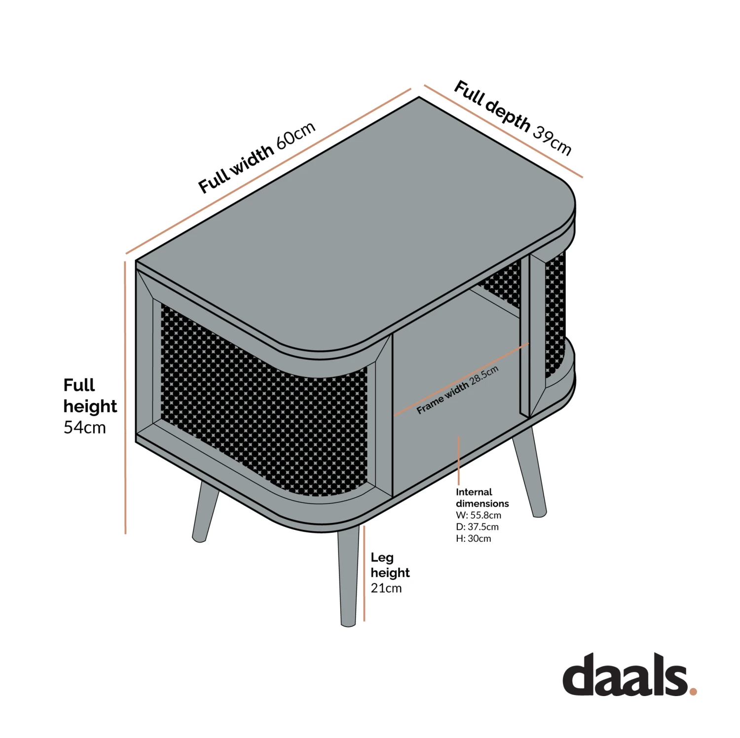 Izzy Curved Rattan Bedside Table, White 6 Izzy Curved Rattan Bedside Table, White - Image 6