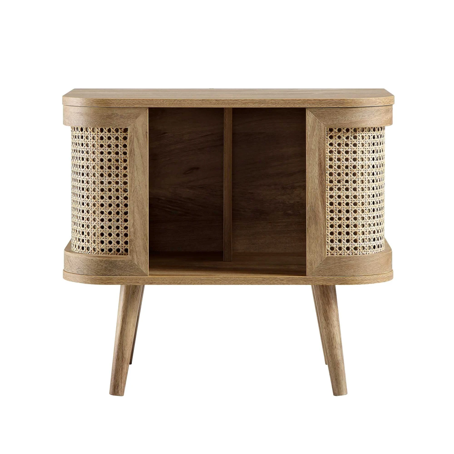Izzy Curved Rattan Bedside Table, Natural 4 Izzy Curved Rattan Bedside Table, Natural - Image 4