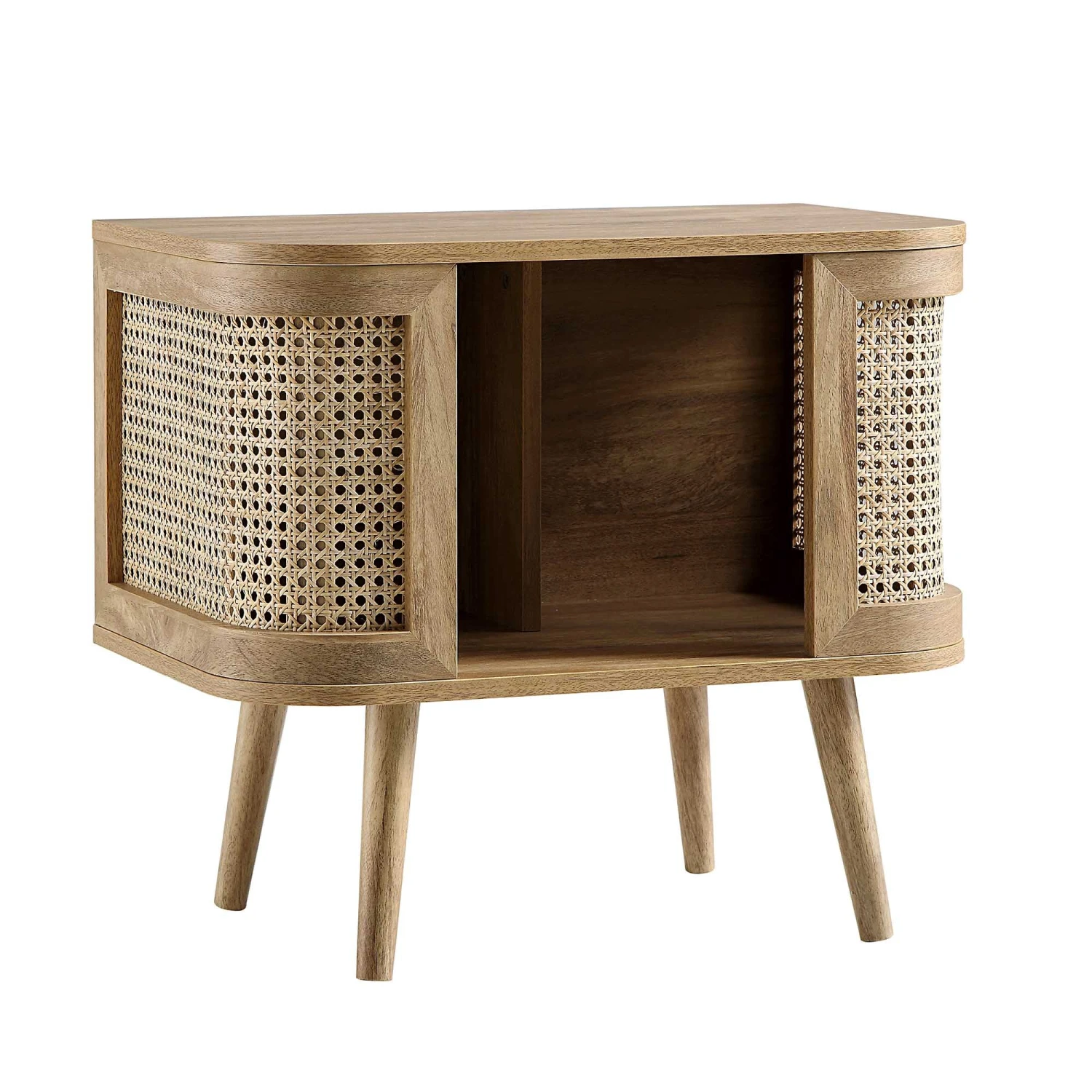 Izzy Curved Rattan Bedside Table, Natural 5 Izzy Curved Rattan Bedside Table, Natural - Image 5