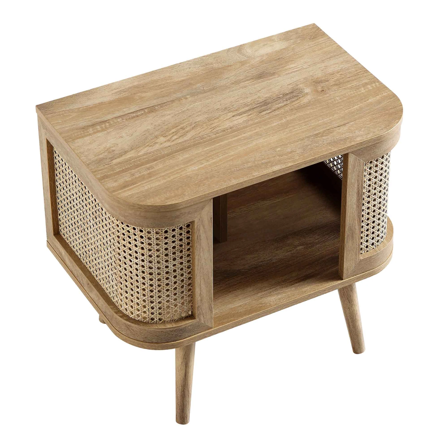 Izzy Curved Rattan Bedside Table, Natural 8 Izzy Curved Rattan Bedside Table, Natural - Image 8