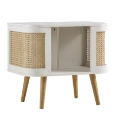 Izzy Curved Rattan Bedside Table, White 15 Izzy Curved Rattan Bedside Table, White -Daals Store FT BST 04 WHITE WB2