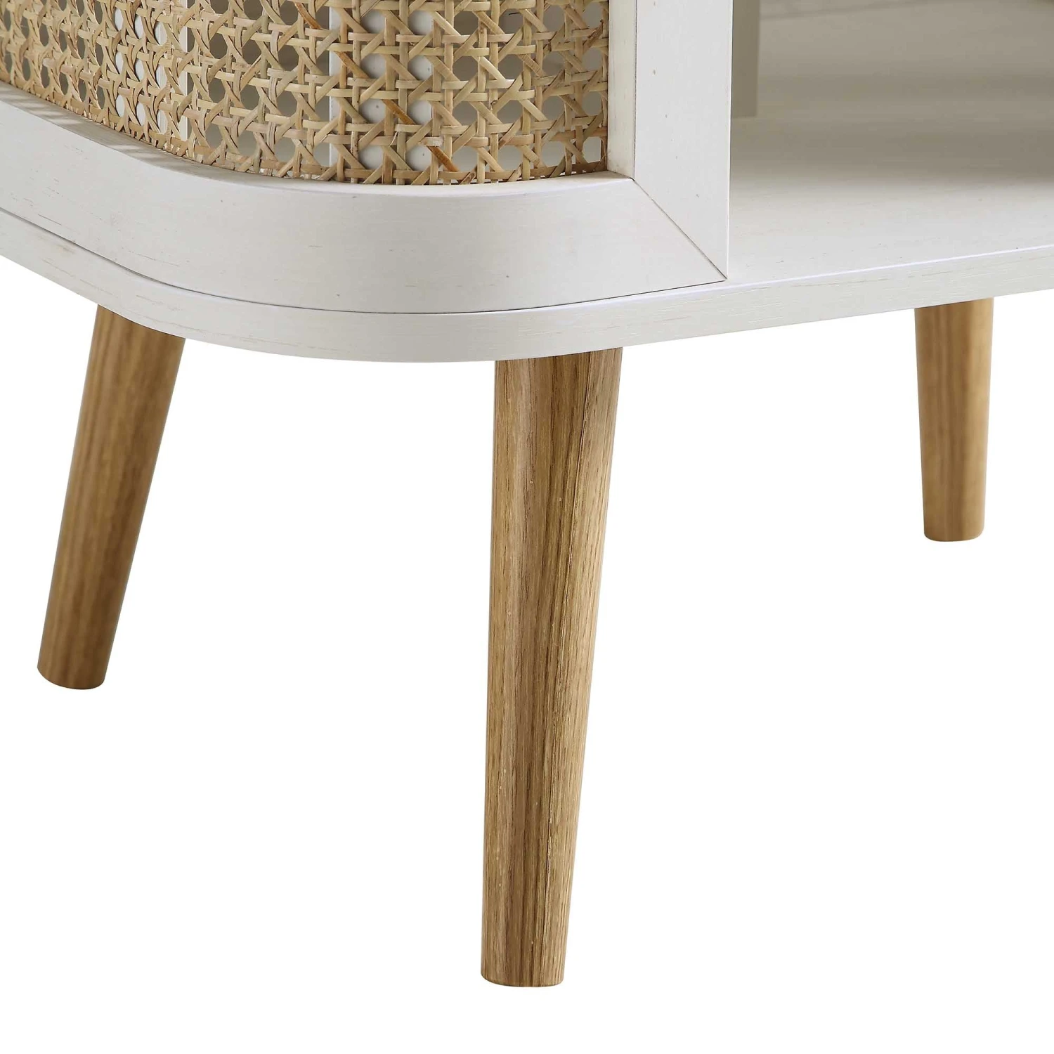 Izzy Curved Rattan Bedside Table, White 10 Izzy Curved Rattan Bedside Table, White - Image 10