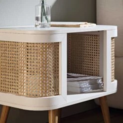 Izzy Curved Rattan Bedside Table, White 13 Izzy Curved Rattan Bedside Table, White -Daals Store FT BST 04 WHITE scene2
