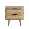 Izzy Curved Rattan 2-Drawer Bedside Table, Natural -Daals Store FT BST 05 NAT WB1
