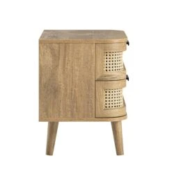 Izzy Curved Rattan 2-Drawer Bedside Table, Natural -Daals Store FT BST 05 NAT WB5