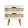 Izzy Curved Rattan 2-Drawer Bedside Table, White 25 Izzy Curved Rattan 2-Drawer Bedside Table, White -Daals Store FT BST 05 WHITE WB1