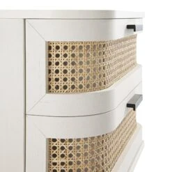 Izzy Curved Rattan 2-Drawer Bedside Table, White -Daals Store FT BST 05 WHITE detail3