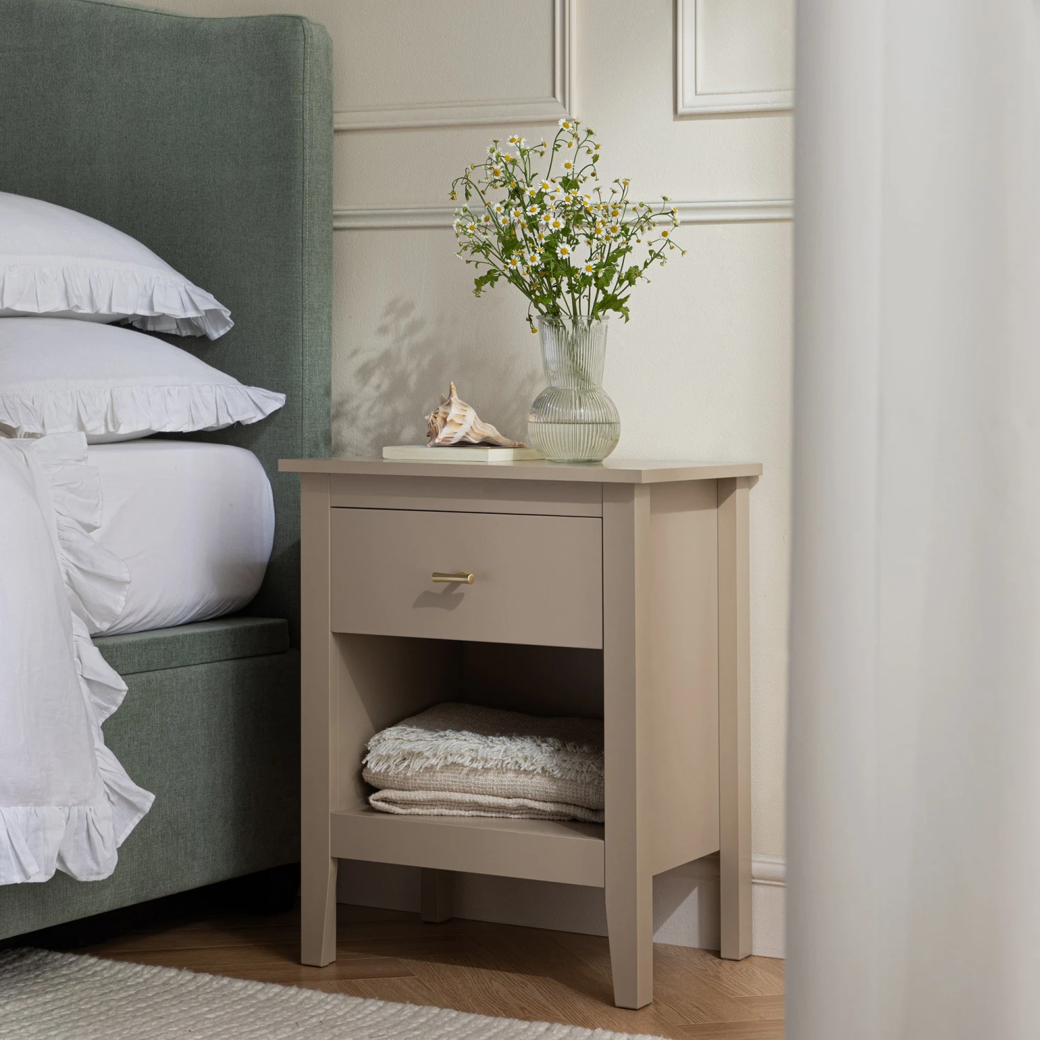 Oakham 1-Drawer Bedside Table, Deep Greige 1 Oakham 1-Drawer Bedside Table, Deep Greige