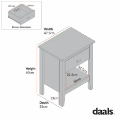 Oakham 1-Drawer Bedside Table, Stormy Blue 18 Oakham 1-Drawer Bedside Table, Stormy Blue -Daals Store FT BST 06 CHART 5