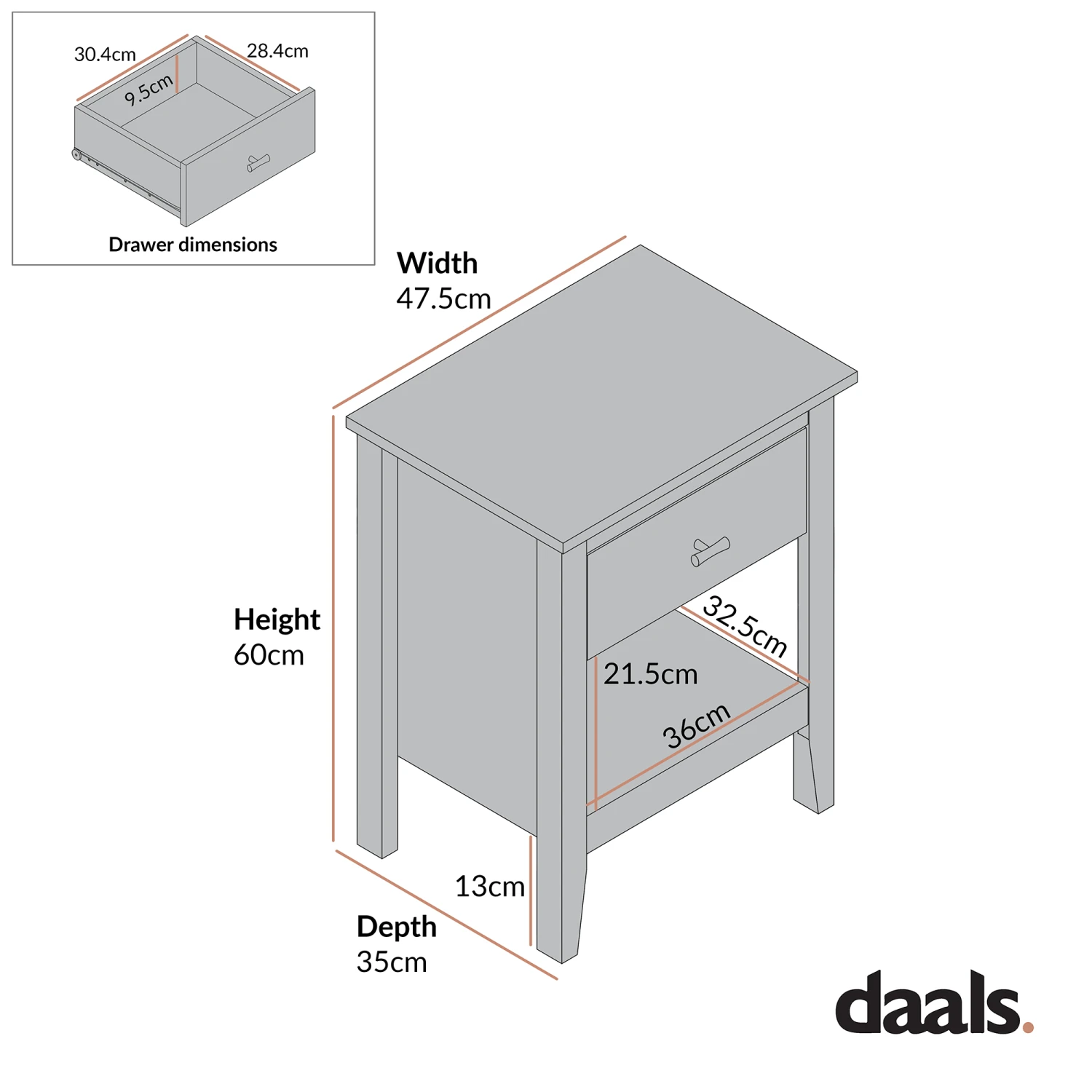 Oakham 1-Drawer Bedside Table, Desert Sage 8 Oakham 1-Drawer Bedside Table, Desert Sage - Image 8