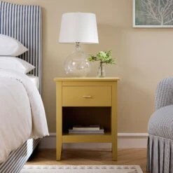 Oakham 1-Drawer Bedside Table, Rattan Yellow 14 Oakham 1-Drawer Bedside Table, Rattan Yellow -Daals Store FT BST 06 SAFYEL scene1