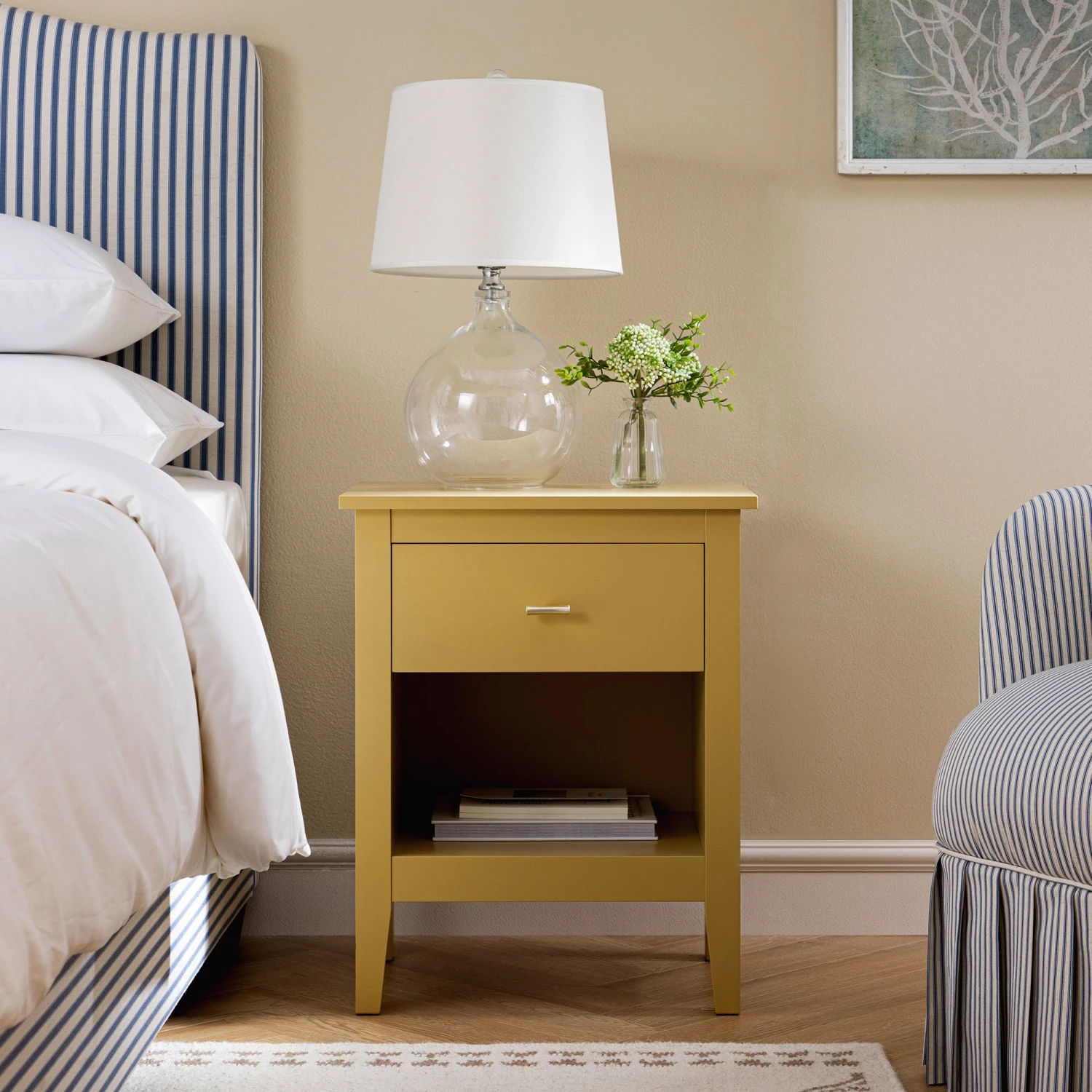 Oakham 1-Drawer Bedside Table, Rattan Yellow 2 Oakham 1-Drawer Bedside Table, Rattan Yellow - Image 2