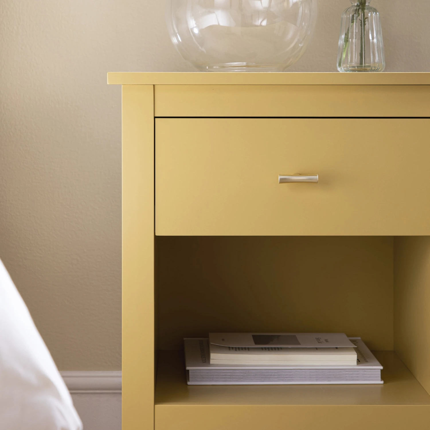 Oakham 1-Drawer Bedside Table, Rattan Yellow 3 Oakham 1-Drawer Bedside Table, Rattan Yellow - Image 3