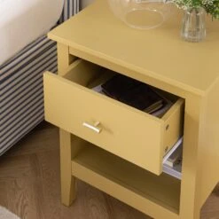 Oakham 1-Drawer Bedside Table, Rattan Yellow 16 Oakham 1-Drawer Bedside Table, Rattan Yellow -Daals Store FT BST 06 SAFYEL scene3