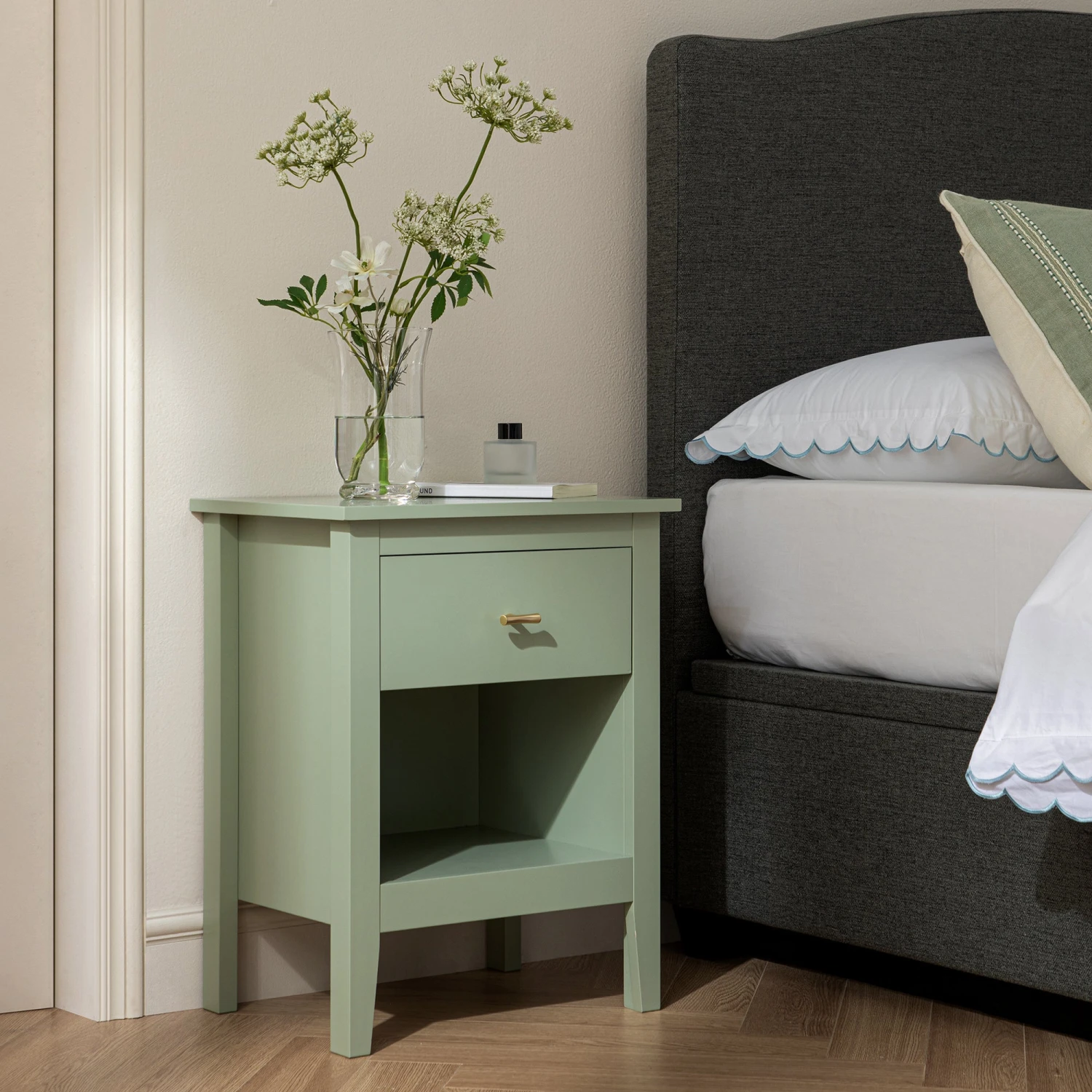 Oakham 1-Drawer Bedside Table, Desert Sage 2 Oakham 1-Drawer Bedside Table, Desert Sage - Image 2