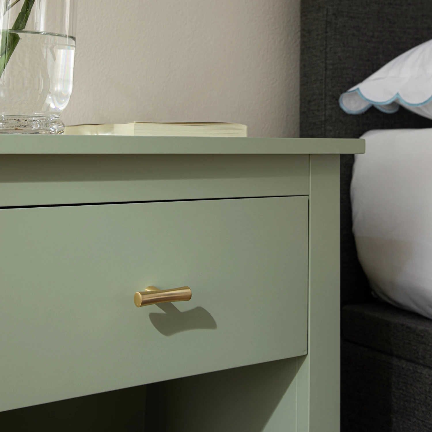 Oakham 1-Drawer Bedside Table, Desert Sage 4 Oakham 1-Drawer Bedside Table, Desert Sage - Image 4