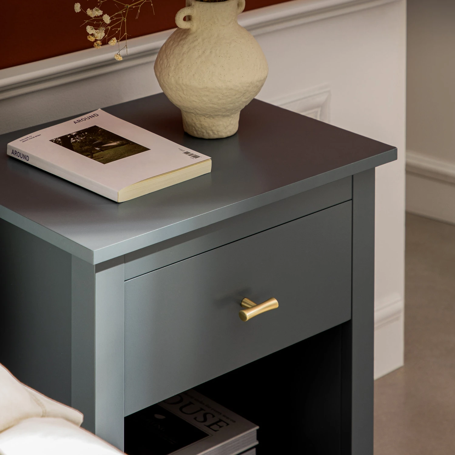 Oakham 1-Drawer Bedside Table, Stormy Blue 3 Oakham 1-Drawer Bedside Table, Stormy Blue - Image 3