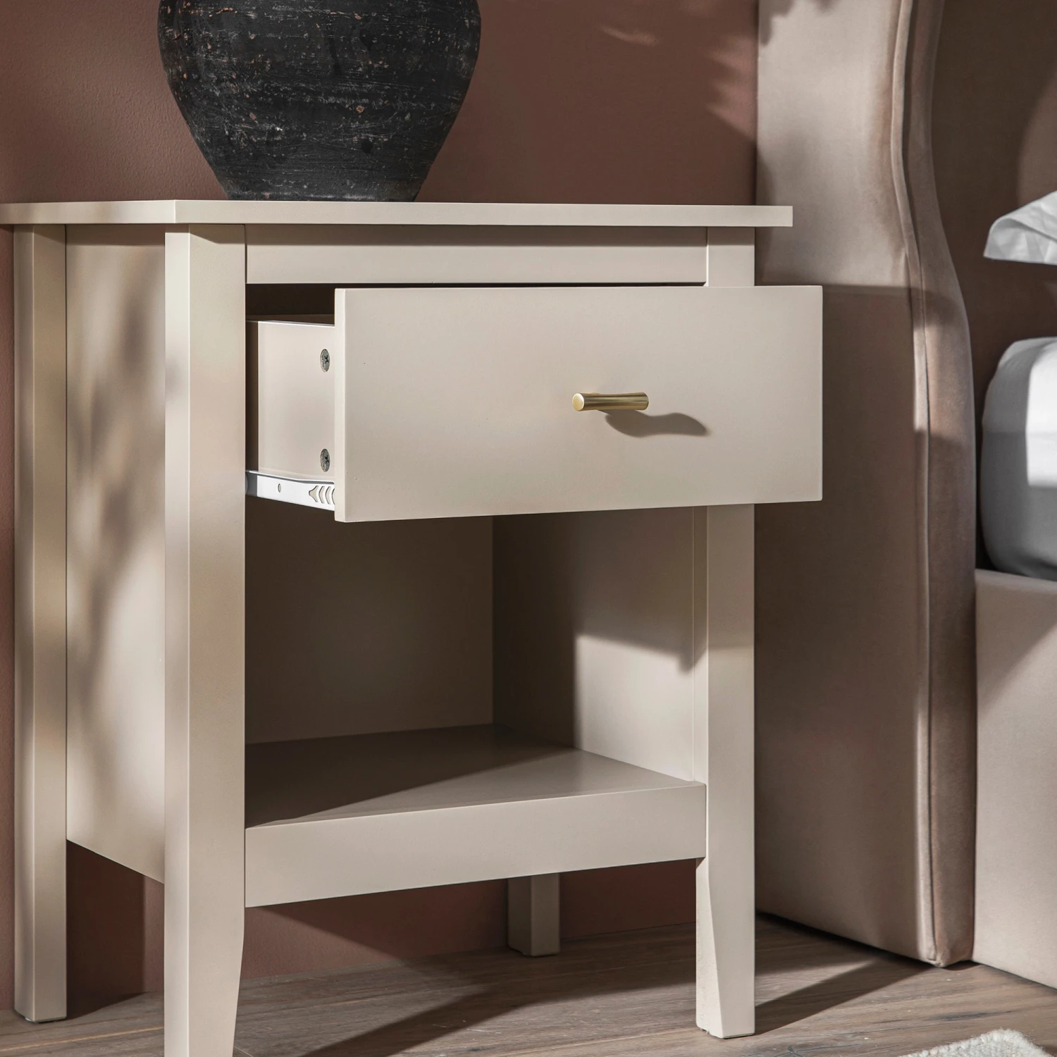 Oakham 1-Drawer Bedside Table, Shaded White 4 Oakham 1-Drawer Bedside Table, Shaded White - Image 4