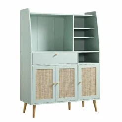 Frances Woven Rattan Kitchen Cabinet, Mint 18 Frances Woven Rattan Kitchen Cabinet, Mint -Daals Store FT BUFFET 01 SAGE WB2