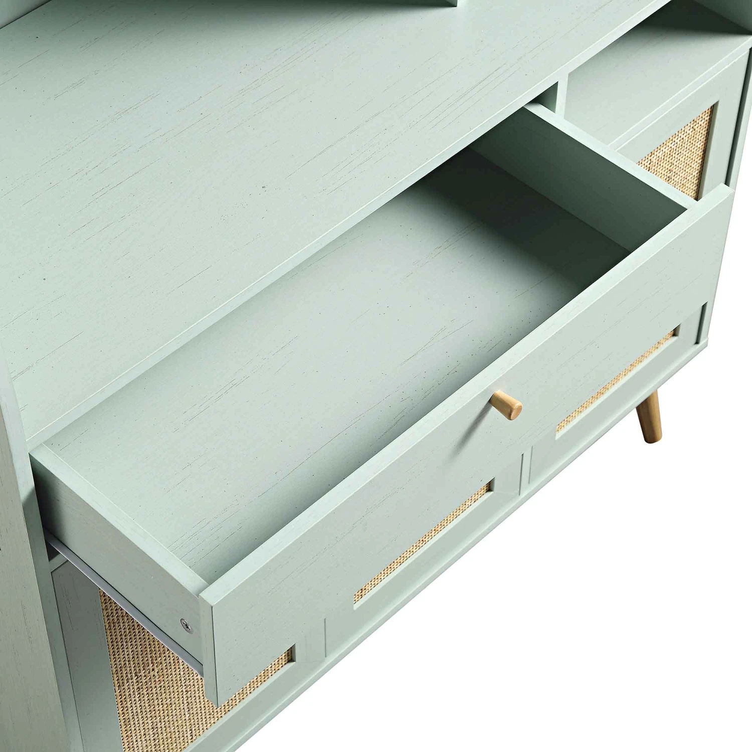 Frances Woven Rattan Kitchen Cabinet, Mint 11 Frances Woven Rattan Kitchen Cabinet, Mint - Image 11