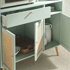 Frances Woven Rattan Kitchen Cabinet, Mint 16 Frances Woven Rattan Kitchen Cabinet, Mint -Daals Store FT BUFFET 01 SAGE scene2
