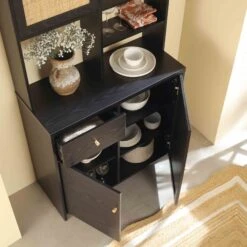 Frances Woven Rattan Dresser, Black 17 Frances Woven Rattan Dresser, Black -Daals Store FT BUFFET 02 BLACK scene2