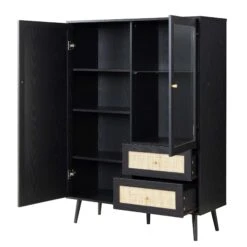 Frances Woven Rattan Display Cabinet, Black 18 Frances Woven Rattan Display Cabinet, Black -Daals Store FT CAB 01 BLACK WB3
