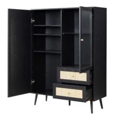 Frances Woven Rattan Display Cabinet, Black 19 Frances Woven Rattan Display Cabinet, Black -Daals Store FT CAB 01 BLACK WB4
