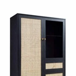Frances Woven Rattan Display Cabinet, Black 21 Frances Woven Rattan Display Cabinet, Black -Daals Store FT CAB 01 BLACK detail1