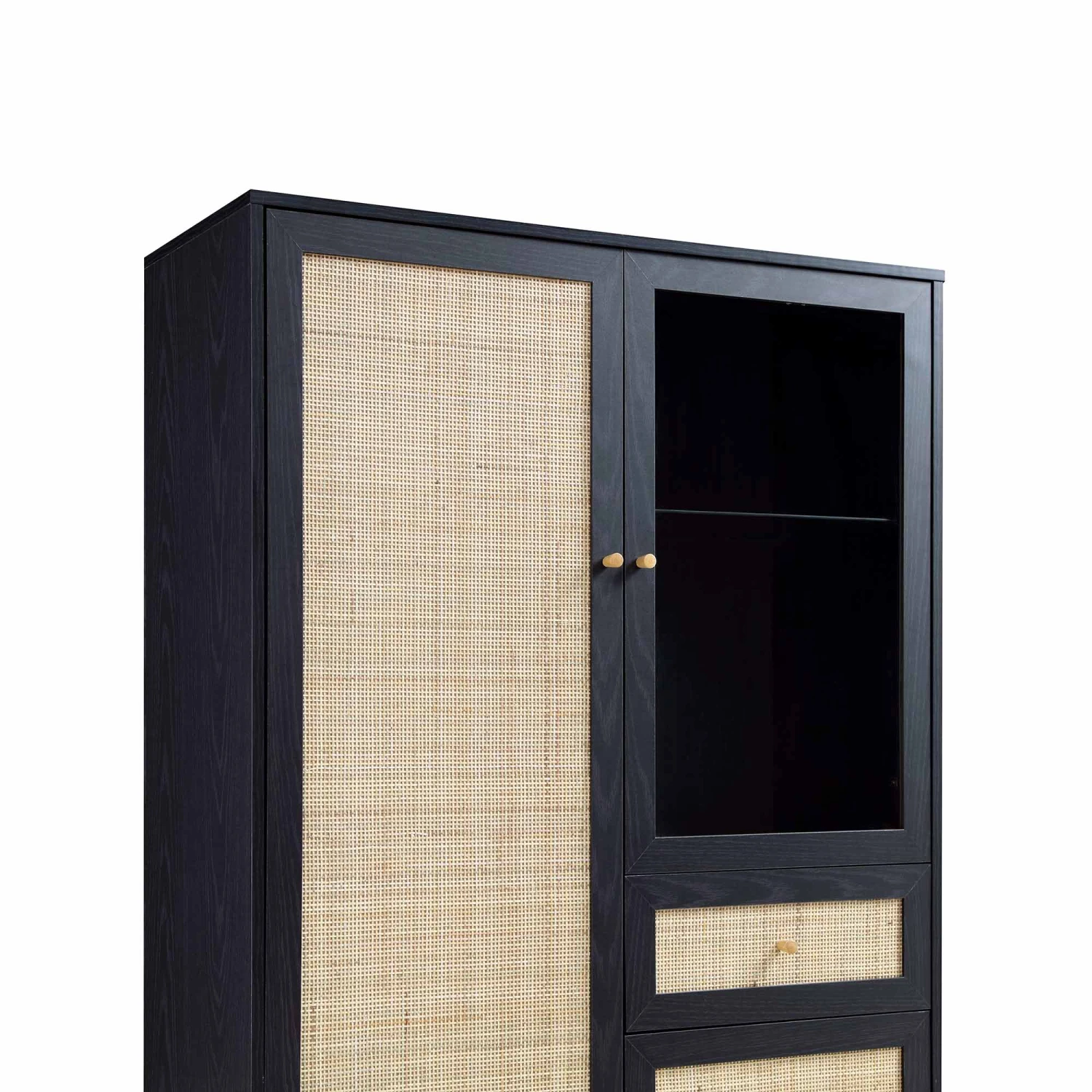 Frances Woven Rattan Display Cabinet, Black 9 Frances Woven Rattan Display Cabinet, Black - Image 9